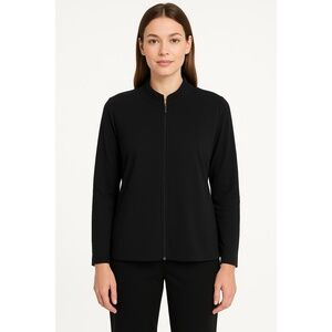 Eileen Fisher Jacket Womens Medium‎ Black J0657M Fullzip Long Sleeve USA